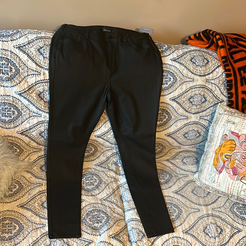 Warehouse One Black Pleather skinny leg pant